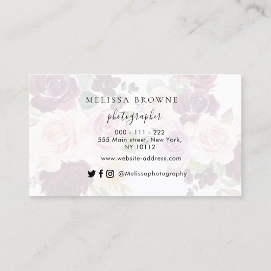 フローラブルー·バーグーニスタイリッシュング写真 名刺 (裏面)