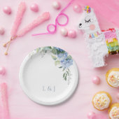 フローラブルー&ホワイトアジサイイベント結婚ズ ペーパープレート (パーティー)