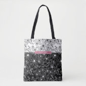 フローラブロックパターン白黒（名前） トートバッグ (正面)