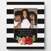 フローラブロンズブラック&ホワイトストライプ-カスタムフォト フォトプラーク (正面)