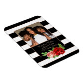 フローラブロンズブラック&ホワイトストライプ-カスタムフォト マグネット (右側)