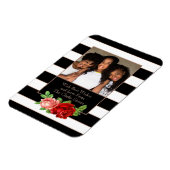 フローラブロンズブラック&ホワイトストライプ-カスタムフォト マグネット (左側)