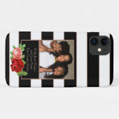 フローラブロンズブラック&ホワイトストライプ-カスタム写真 Case-Mate iPhoneケース (裏面(横))