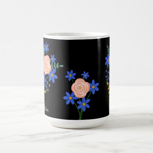 フローラブーケのパーソナライズされたマグカップ コーヒーマグカップ (中央)