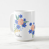 フローラブーケのパーソナライズされたマグカップ コーヒーマグカップ (正面左)