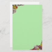 フローラブーケを淡い緑の文房具に 便箋 (正面/裏面)