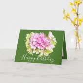 フローラブーケアジサイ花ピンクガール誕生日 カード (黄色い花)