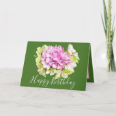 フローラブーケアジサイ花ピンクガール誕生日 カード (正面)
