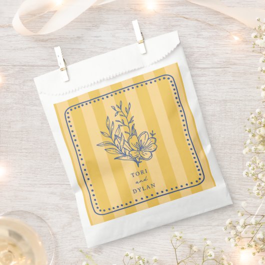 フローラブーケイエローストライプ結婚ズ フェイバーバッグ (クリップ留めされた状態)