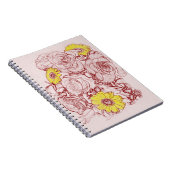フローラブーケイエローデイジーブルゴーニュエッジ ノートブック (右側)