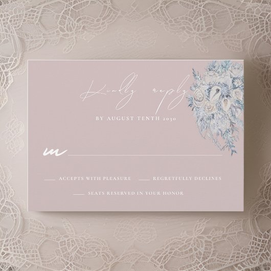 フローラブーケウェディングRSVP応答カード 出欠カード