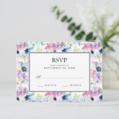 フローラブーケウォータカラー – ウェディングRSVP 出欠カード (スタンド正面)