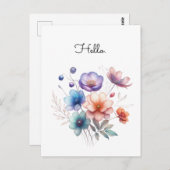 フローラブーケウォーターカラーイラストレーションカスタマイズ ポストカード (正面/裏面)