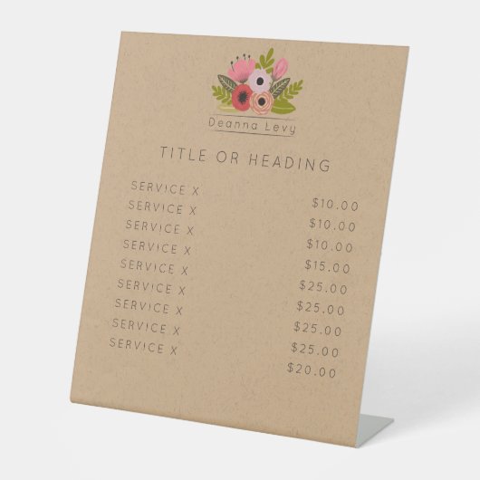 フローラブーケカスタム編集可能テーブルシェルフ記号 台座サイン (正面)