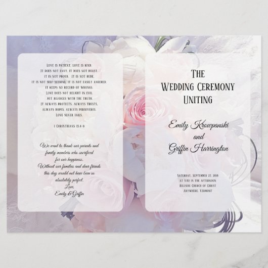 フローラブーケクリスチャンカトリック結婚式 プログラム (正面)