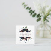 フローラブーケグリーンリーピンクブルーブルーガンディ スクエア名刺 (スタンド正面)