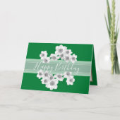 フローラブーケダフォディルフラワーグリーンガール誕生日 カード (正面)