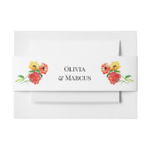 フローラブーケッツレッドとイエローデイジー 招待状ベリーバンド (正面例)