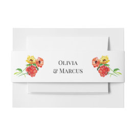 フローラブーケッツレッドとイエローデイジー 招待状ベリーバンド