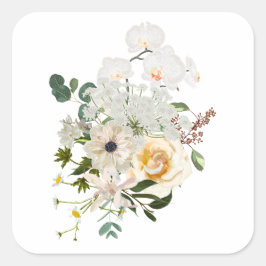 フローラブーケデザインガーデンフラワー。 スクエアシール