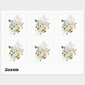 フローラブーケデザインガーデンフラワー。 スクエアシール (シート)