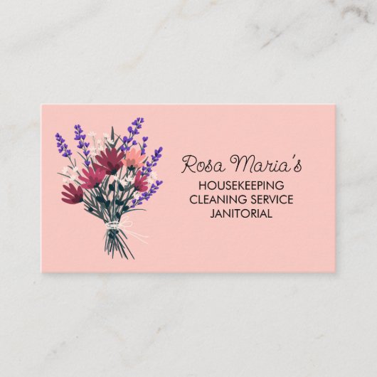 フローラブーケハウスクリーニングサービスソーシャルアイコン 名刺 (正面)