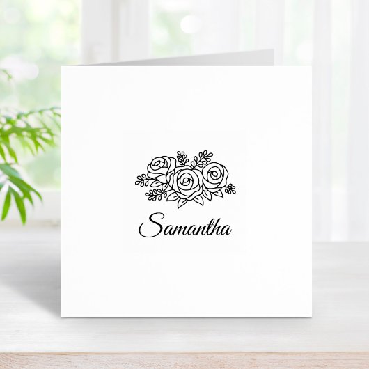 フローラブーケバラフラワーズポーシー名前をカスタムする1x1 ラバースタンプ