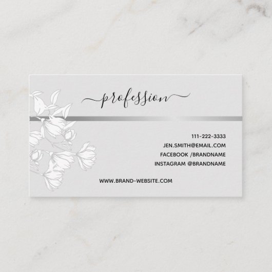 フローラブーケパタシンプルーン銀グレエレガントイ 名刺 (裏面)