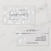 フローラブーケパタシンプルーン銀グレエレガントイ 名刺 (正面/裏面)