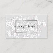 フローラブーケパタシンプルーン銀グレエレガントイ 名刺 (正面)