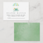 フローラブーケパラシュートベビーシャワーおむつラッフル エンクロージャーカード (正面/裏面)