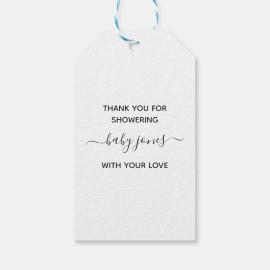 フローラブーケパラシュート赤ちゃんシャワーありがとう ギフトタグ (裏面)