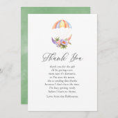 フローラブーケパラシュート赤ちゃんシャワーありがとう サンキューカード (正面/裏面)