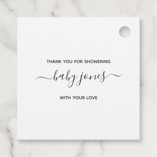 フローラブーケパラシュート赤ちゃんシャワーありがとう フェイバータグ (裏面)