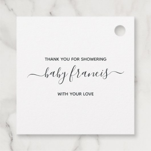 フローラブーケパラシュート赤ちゃんシャワーありがとう フェイバータグ (裏面)