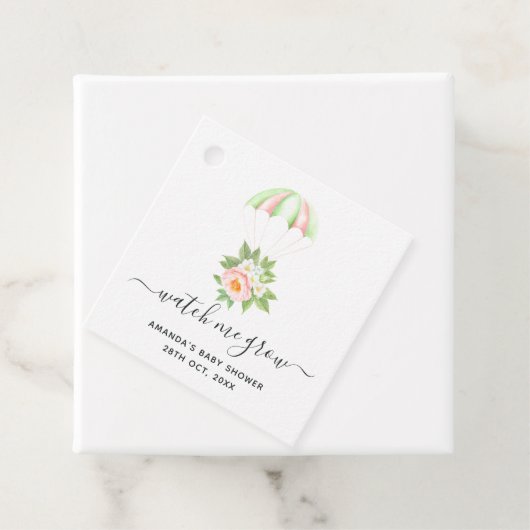 フローラブーケパラシュート赤ちゃんシャワーありがとう フェイバータグ (インサイチュ)