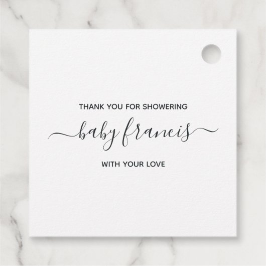 フローラブーケパラシュート赤ちゃんシャワーありがとう フェイバータグ (裏面)