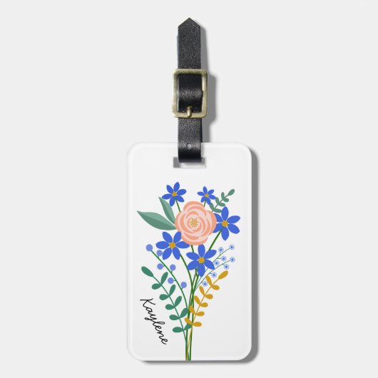フローラブーケパーソナライズされたラゲッジタグ ラゲッジタグ (正面縦)