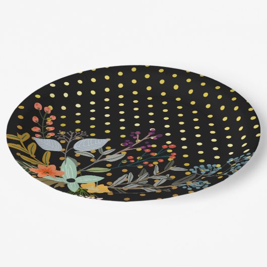 フローラブーケパーティー*背景色の選択 ペーパープレート (アングル)