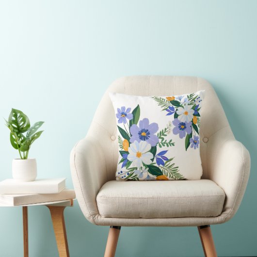 フローラブーケパープルオレンジ クッション (椅子)