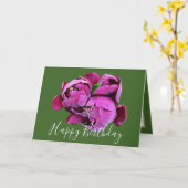 フローラブーケピンク牡丹フラワーガール誕生日 カード (黄色い花)