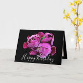 フローラブーケピンク牡丹フラワーガール誕生日 カード (黄色い花)