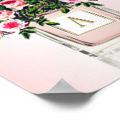 フローラブーケピンク香料ボトルモノグラム ポスター (角)