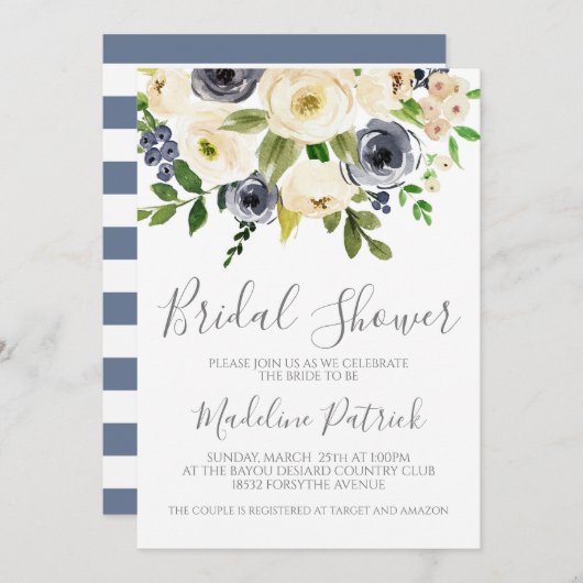 フローラブーケブライダルシャワー 招待状 (正面/裏面)