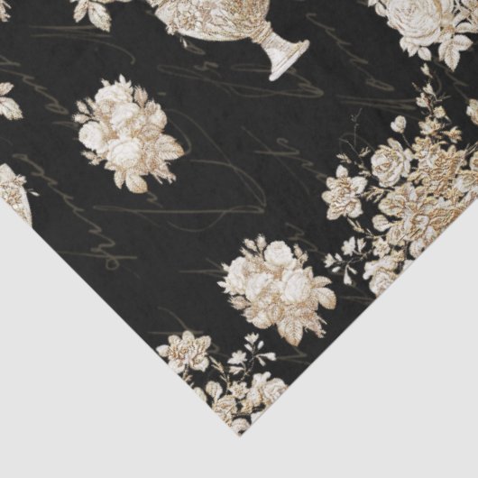 フローラブーケヴィンテージブラック金ゴールドスクリプトの切り離し 薄葉紙 (詳細)