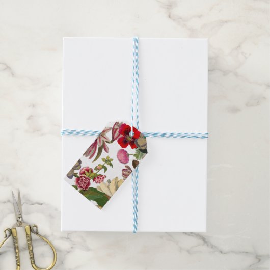 フローラブーケ幾何デザイン ギフトタグ (より糸つき)