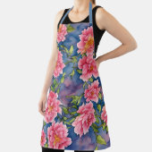 フローラブーケ水彩桃色オンブルー エプロン (インサイチュ)