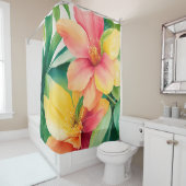 フローラブーケ水彩熱帯花 シャワーカーテン (インサイチュ)