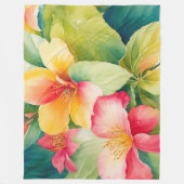 フローラブーケ水彩熱帯花 フリースブランケット (正面)