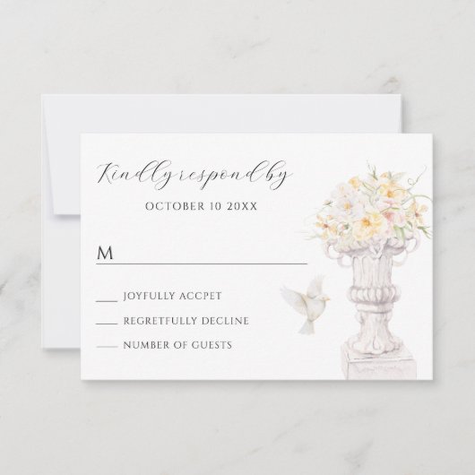 フローラブーケ水彩色 出欠カード (正面)